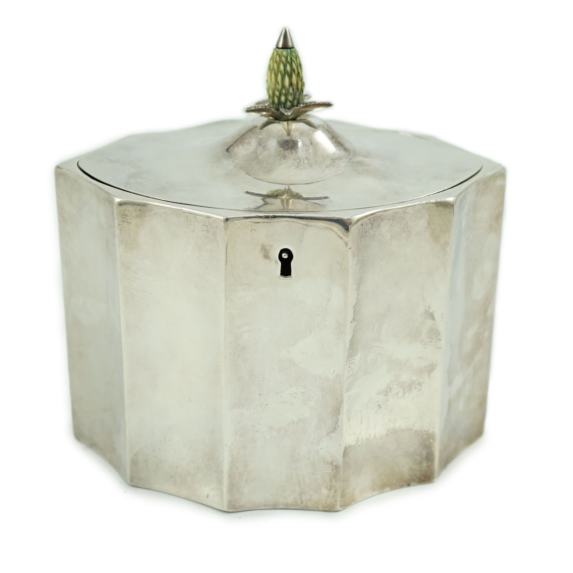 A George III oval tea caddy, by Henry Chawner